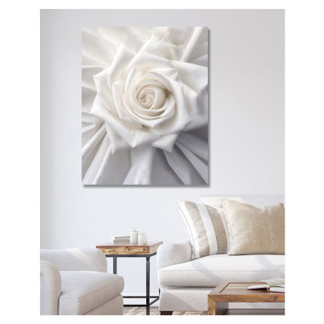 Obrazy na stěnu - Květ bílé růže Rozměr: 80x100 cm, Rámování: bez rámu a bez vypnutí plátna