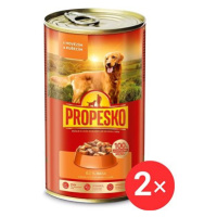 Propesko konzerva pro psy s hovězím a kuřecím v omáčce 2 × 1240 g