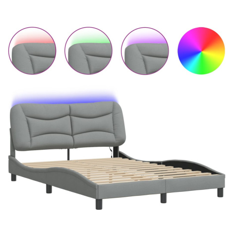 vidaXL Rám postele s LED bez matrace Hvar Světle šedá 120x200 cm Látka