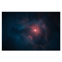 Fotografie Deep space galaxy with red and blue nebula, pixelparticle, 40 × 26.7 cm