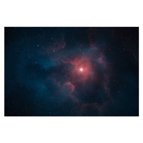 Umělecká fotografie Deep space galaxy with red and blue nebula, pixelparticle, (40 x 26.7 cm)