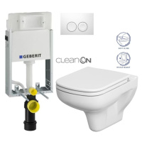 GEBERIT KOMBIFIXBasic vč. bílého tlačítka DELTA 21 + WC CERSANIT CLEANON COLOUR + SEDÁTKO 110.10