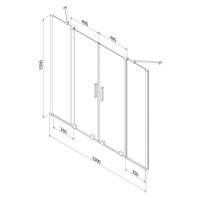 MEXEN/S Velar Duo dvoukřídlá posuvná vanová zástěna 150 x 150 cm, dekor, zlatá 896-150-000-32-50