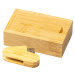 EX Dřevěný USB flash disk 16 GB v dárkové hranaté krabičce - 8x5x2,5 cm, Přírodní bambus