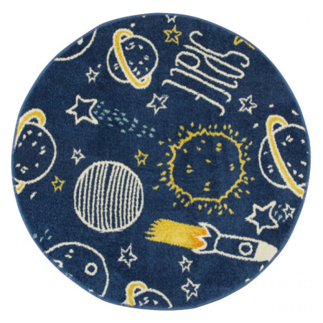 Dětský koberec EMILY KIDS 2359A Kosmos, tmavě modrý / žlutý / krémový