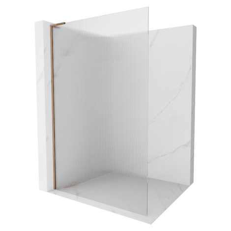 MEXEN/S Kioto L Sprchová zástěna WALK-IN 90 x 200, proužky, růžové zlato 800-090-103-60-09