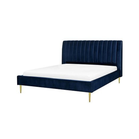 BELIANI postel MARVILLE 160 × 200 cm, sametová, modrá