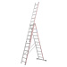 HYMER Hliníkový víceúčelový žebřík, provedení Profi, 3 x 11 příčlí, max. pracovní výška 8,49 m