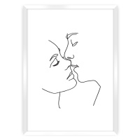 Dekoria Plakát  Kiss Line, 30 x 40 cm, Výběr rámečku: Bílý