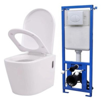Závěsná toaleta s podomítkovou nádržkou keramická bílá 274669