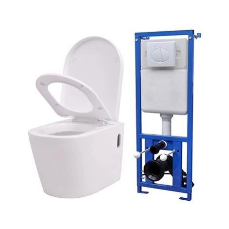 Závěsná toaleta s podomítkovou nádržkou keramická bílá 274669 SHUMEE
