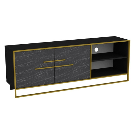 Kalune Design TV stolek POLKA 160 cm černý/zlatý