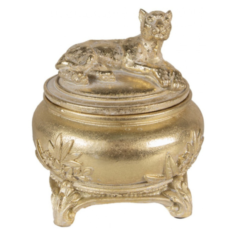 Zlatá antik dekorační šperkovnice Leopard – 13x14 cm Clayre & Eef