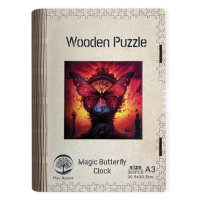 Dřevěné puzzle WOODEN magické motýlí hodiny - 300 dílků