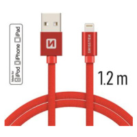 Datový kabel Swissten Textile USB Lightning MFi 1,2 M , red