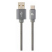 GEMBIRD Kabel USB 2.0 AM na Type-C kabel (AM/CM), 1m, metalická spirála, šedý, blister, PREMIUM 
