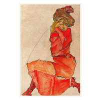 Obrazová reprodukce The Lady in Red, Egon Schiele, 26.7 × 40 cm