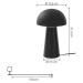 Lindby Nabíjecí stolní lampa Lindby Zyre LED, černá, IP44, dotykový stmívač