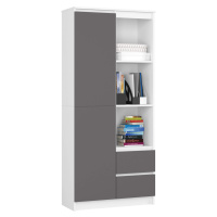 Ak furniture Knihovna R 80 cm CLP R11 bílá/grafitová