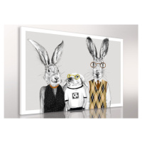 Obraz na plátně HIPSTER RABBIT FAMILY G různé rozměry Ludesign ludesign obrazy: 80x60 cm