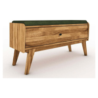 Lavice s úložným prostorem z dubového dřeva se zeleným sedákem Retro - The Beds
