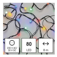 Vánoční osvětlení EMOS D5AM05 ZY1453 80LED řetěz 8m kuličky multicolor 8 programů svícení