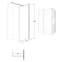 HOPA Pevná stěna EXO-CH BARVA rámu Chrom/Leštěný hliník (ALU), Rozměr A 90 cm, Rozměr C 190 cm, 