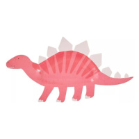 Girl Dino party – Talířky papírové růžové 16 x 30 cm8 ks