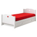 Bílá dětská postel z borovicového dřeva s výsuvným lůžkem s úložným prostorem 90x200 cm AMORI – 