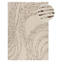 Hnědo-krémový vlněný koberec 200x290 cm Abstract Swirl – Flair Rugs