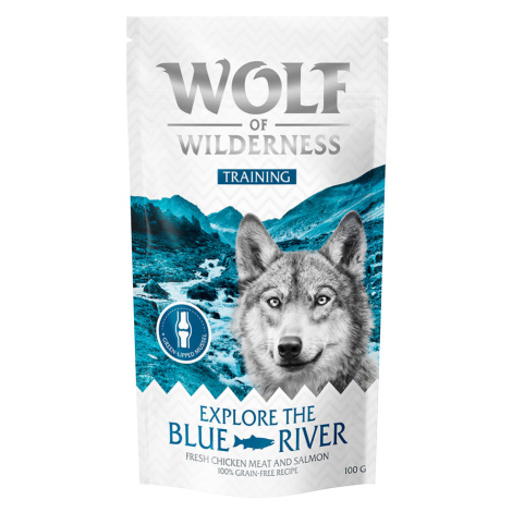 Wolf of Wilderness Training "Explore" snack, 100g - 15 % sleva - Explore the Blue River" s kuřec