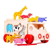 Bigjigs Toys Dřevěné auto se zvířátky