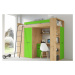ArtCross Dětská rohová vyvýšená postel VERANA | dub artisan/zelená Barva: Levá