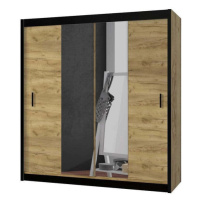 Šatní skříň Tofta - 180x215x61 cm (dub craft, černá)