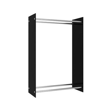 SHUMEE Dřevník, sklo, černý 80 × 35 × 120 cm