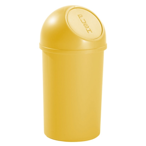 helit Samozavírací nádoba na odpadky z plastu, objem 13 l, v x Ø 490 x 252 mm, žlutá, bal.j. 6 k