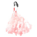 Ilustrace Fashion illustration long coral dress, Blursbyai, 26.7 × 40 cm