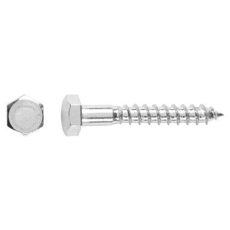 Vrut do dřeva se šestihrannou hlavou SW13 bíle pozinkovaný 8 x 160 mm, 50 ks