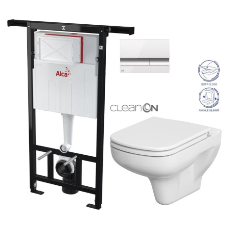 ALCADRAIN Jádromodul předstěnový instalační systém s bílým/ chrom tlačítkem M1720-1 + WC CERSANI AKCE/SET/ALCA