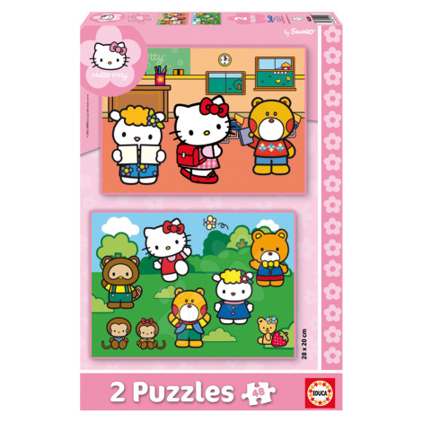 Puzzle pro děti Hello Kitty Educa 2x48 dílků 14220 barevné