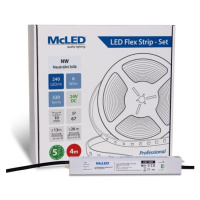 McLED  LED pásek - sada 4 m, 240 LED/m, NW, 6 W/m, DC 24V, 520 lm/m, CRI90, IP67, 10 mm, vodič 3