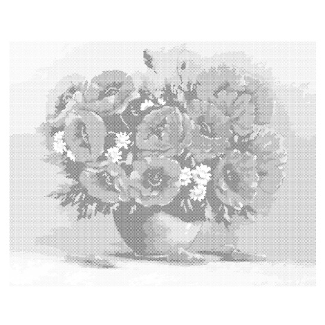 Tečkování - ČERVENÉ KVĚTINY V HNĚDÉ VÁZE Rozměr: 40x50 cm, Rámování: bez rámu a bez vypnutí plát