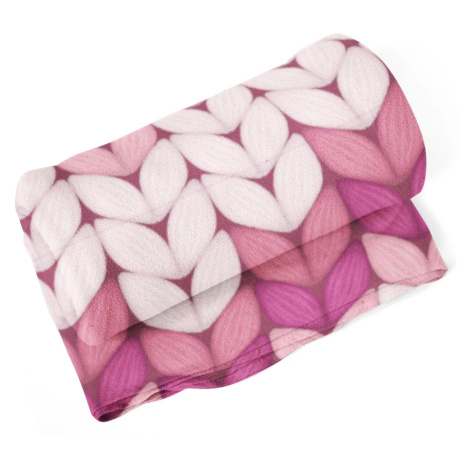 Deka Tříbarevné růžové pletení - 190x140 cm