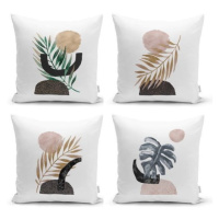Sada 4 dekorativních povlaků na polštáře Minimalist Cushion Covers Geometric Leaf, 45 x 45 cm