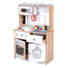 ECO TOYS Velká dřevěná kuchyňka s příslušenstvím, Eco Toys 60 x 92 cm x 30 cm - bílá/přírodní
