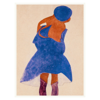 Obrazová reprodukce Girl in a Blue Coat (Female Portrait) - Egon Schiele, (30 x 40 cm)