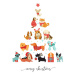 Ilustrace Collection of Christmas dogs, Merry Christmas, ma_rish, 30 × 40 cm