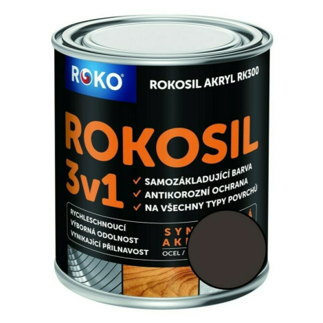 Barva samozákladující Rokosil akryl 3v1 RK 300 hnědá kaš. 0,6 l ROKOSPOL