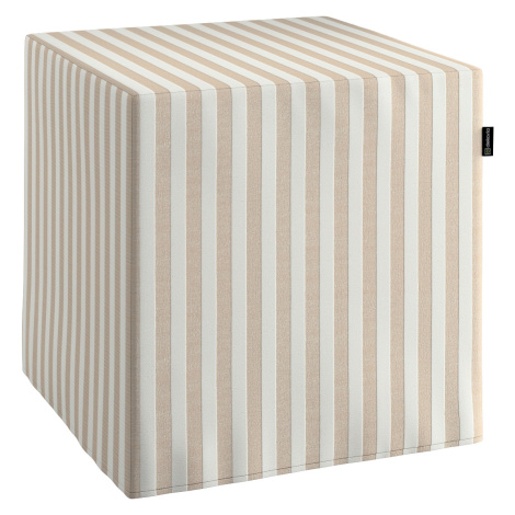 Dekoria Sedák Cube - kostka pevná 40x40x40, béžová - bílá pruhy, 40 x 40 x 40 cm, Quadro, 136-07