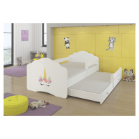 Dětská postel s obrázky - čelo Casimo II bar Rozměr: 160 x 80 cm, Obrázek: Jednorožec s Květinam